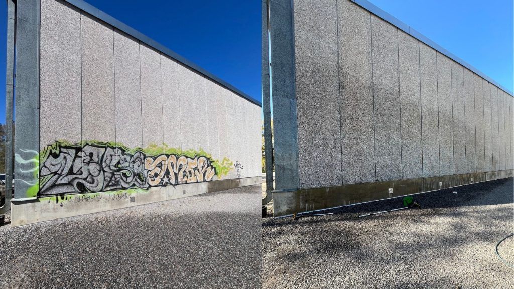 Graffitin poisto luonnonkiviseinästä ja betonipinnasta – ennen ja jälkeen
